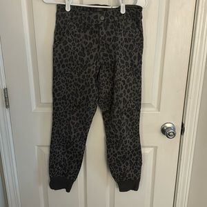 Level 99 gray cheetah denim joggers